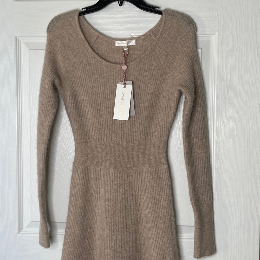 NWT LoveShackFancy Knit Ribbed Long Sleeve Soumeeka Maxi Dress baby Alpaca Blend - Picture 2 of 6